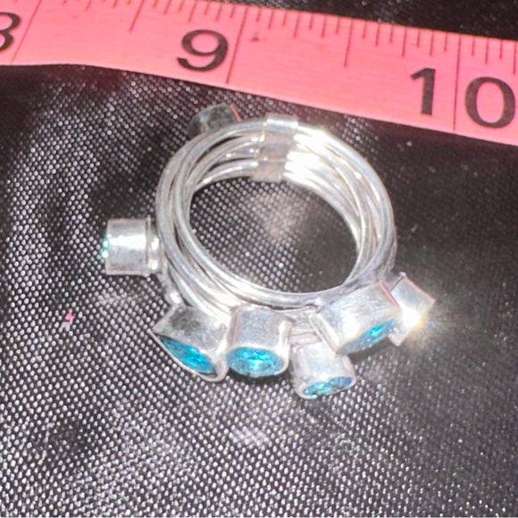 Blue Topaz multi-gem handcrafted adjustable ring - Picture 7 of 10